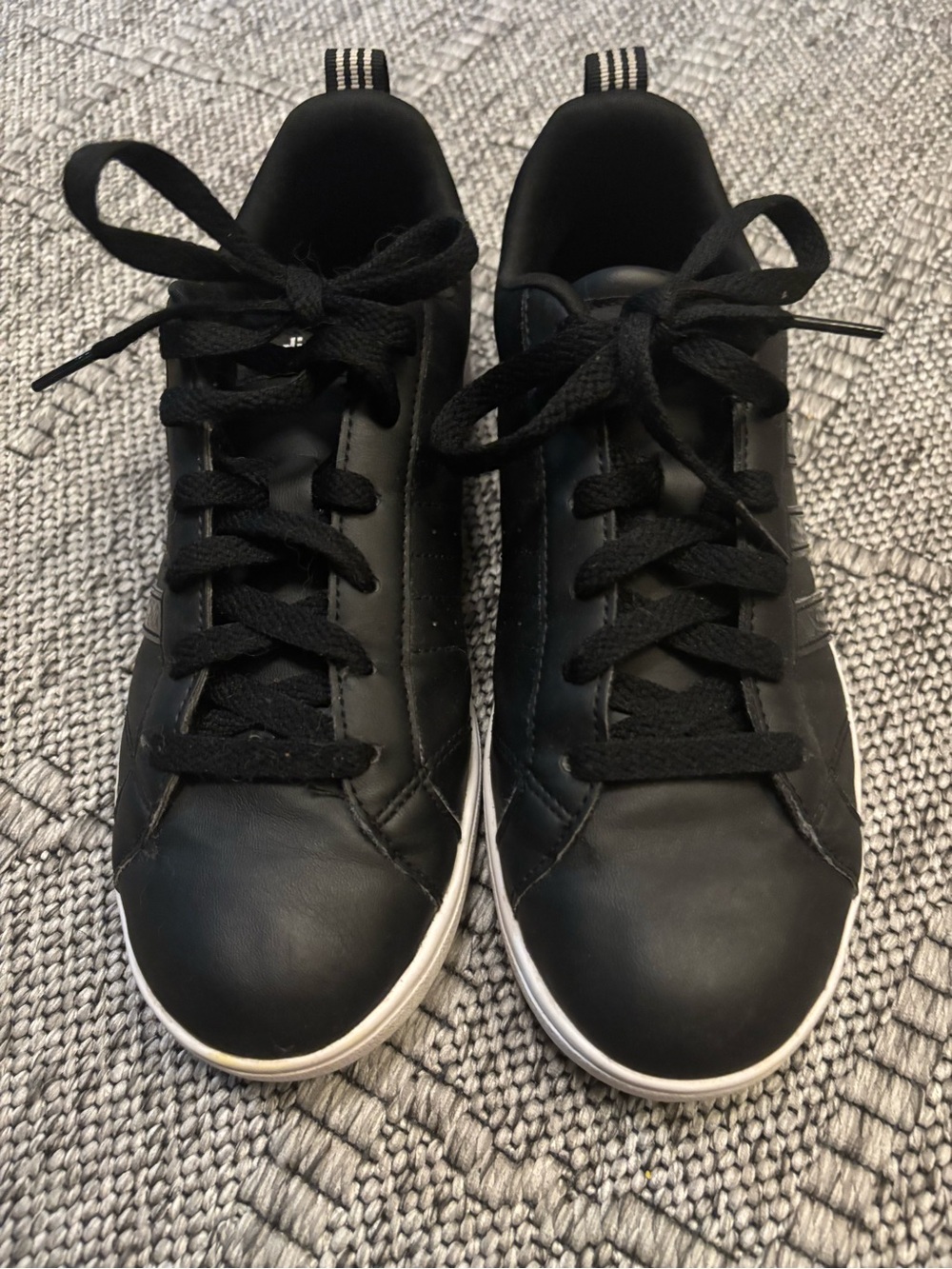 Black Leather Lace-Up Sneakers